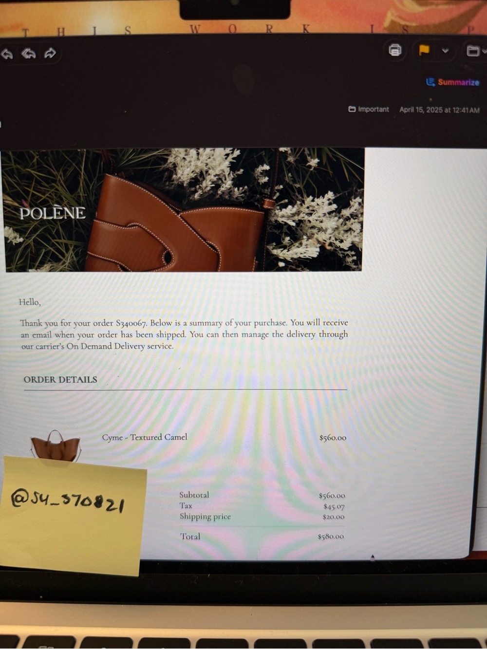 Polene Paris Full Size Cyme Tote in Textured Camel - w/ Original Box & Dust Bag - Picture 12 of 13